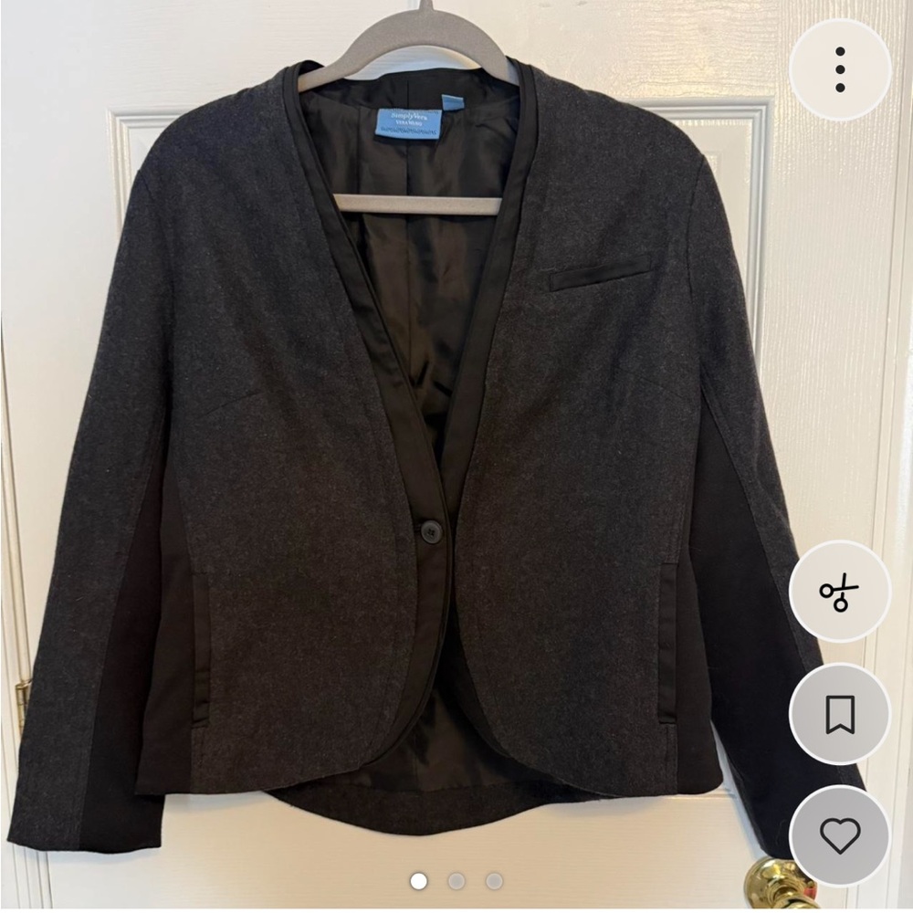 Simply Vera Vera Wang Charcoal Gray Open-Front Blazer Jacket